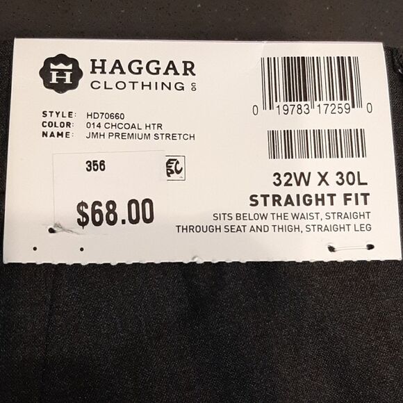 Haggar Straight Fit Charcoal Dress Pants NWT - Picture 3 of 11
